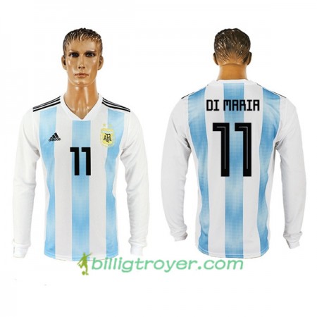 Billige Fotballdrakter Argentina Di Maria 11 VM 2018 Hjemmedraktsett Langermet